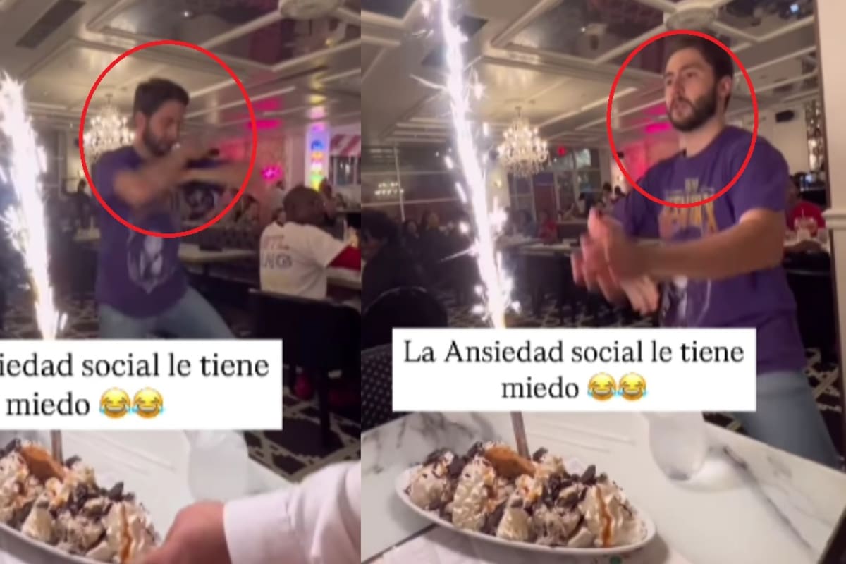 “Este hombre no sabe lo que es ansiedad social”: sorprende con sus pasos de baile al recibir su pastel en un restaurante
