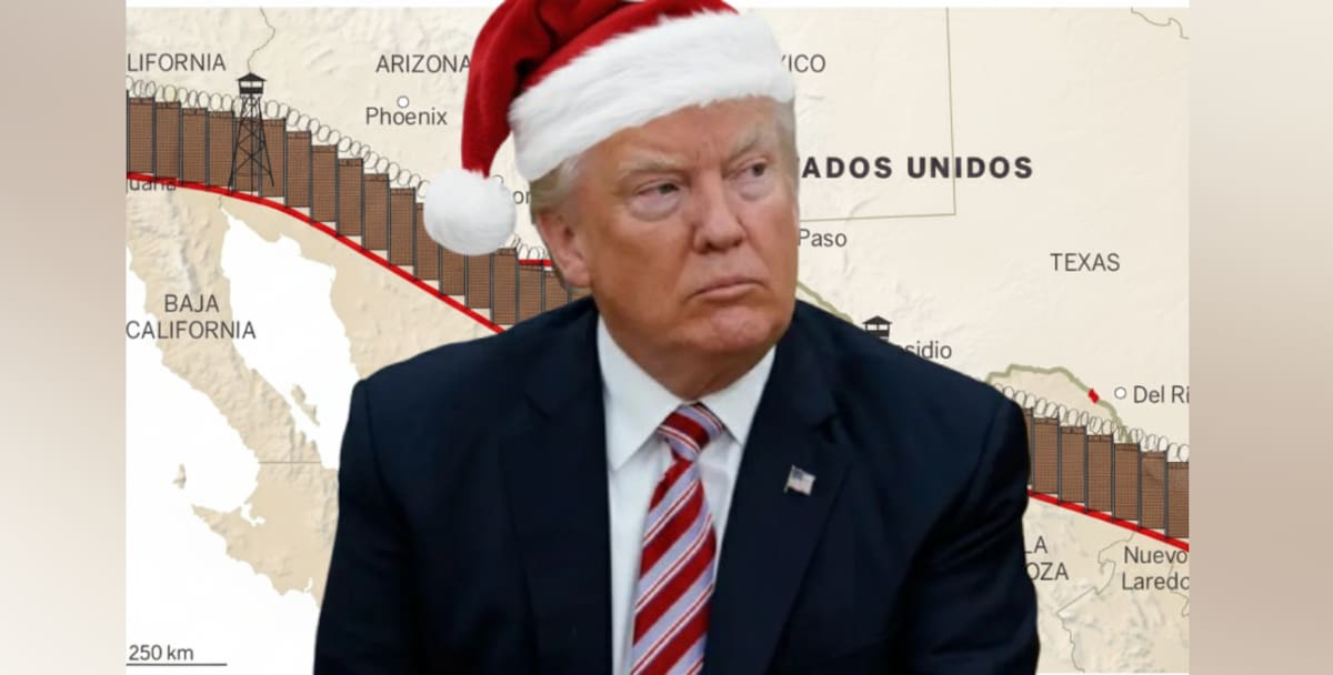 Donald Trump, presidente de Estados Unidos, contempla intensificar deportaciones durante Navidad y Año Nuevo para quienes salgan rumbo a México y no tengan un estatus "regular". | Imagen ilustrativa hecha con la IA Gemini de Google y foto de AP noticias.