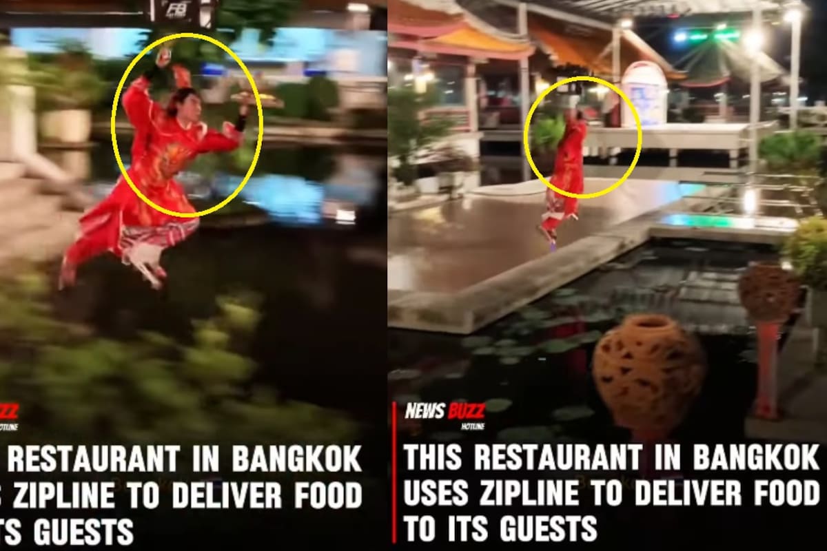 “¿Tu entrevista de trabajo es: puedes volar?”: restaurante en Bangkok se viraliza con meseros en tirolesa