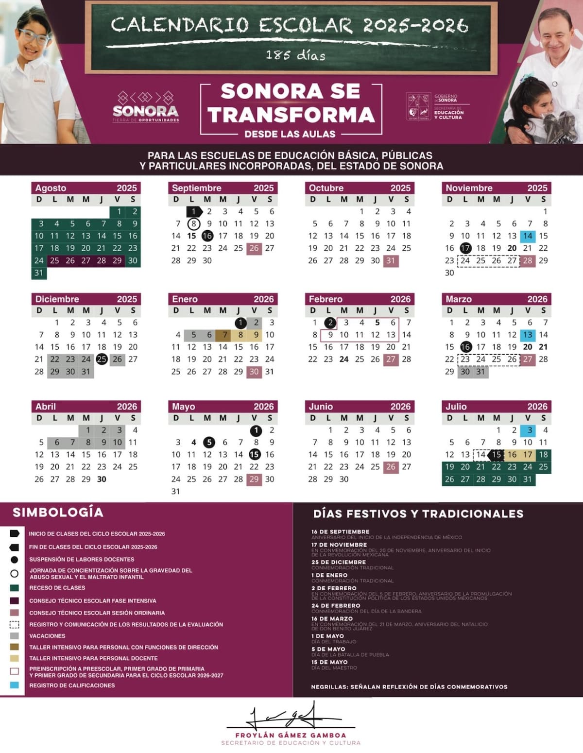 Habrá dos periodos vacacionales: del 22 de diciembre al 6 de enero y del 30 de marzo al 10 de abril.