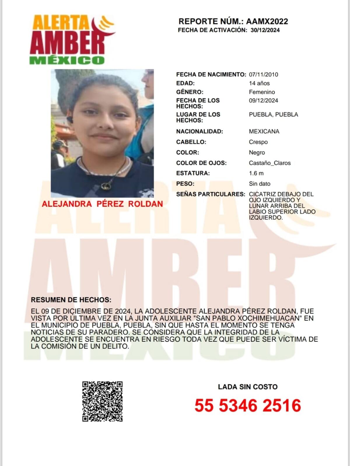 Alejandra Pérez Roldan fue vista por última vez el 9 de diciembre de 2024.