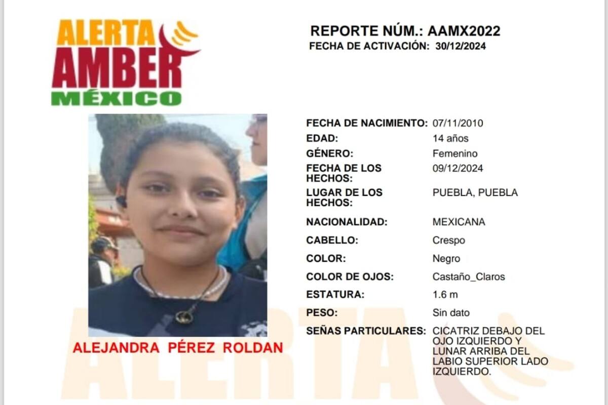 Activan Alerta Amber por desaparición de Alejandra Pérez Roldan