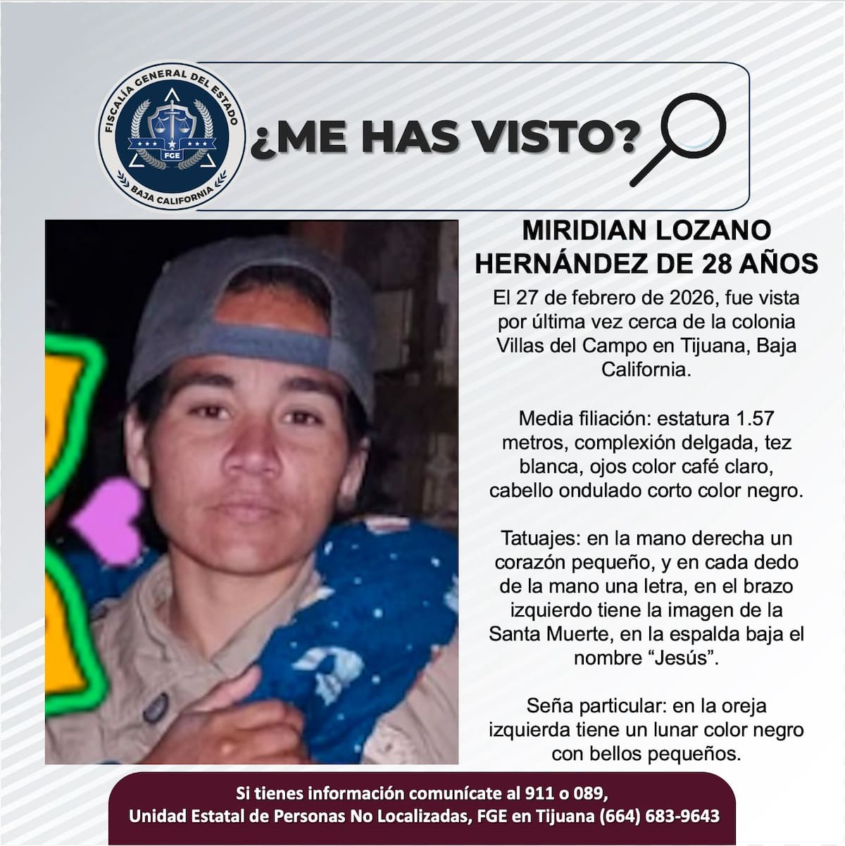 Fue visto por última vez el 27 de febrero de 2026.