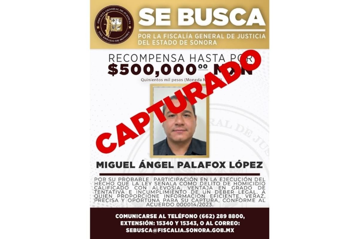 Capturan en Cajeme a exagente de la AMIC buscado por ataque armado contra abogado en Hermosillo; ofrecían recompensa de 500 mil pesos