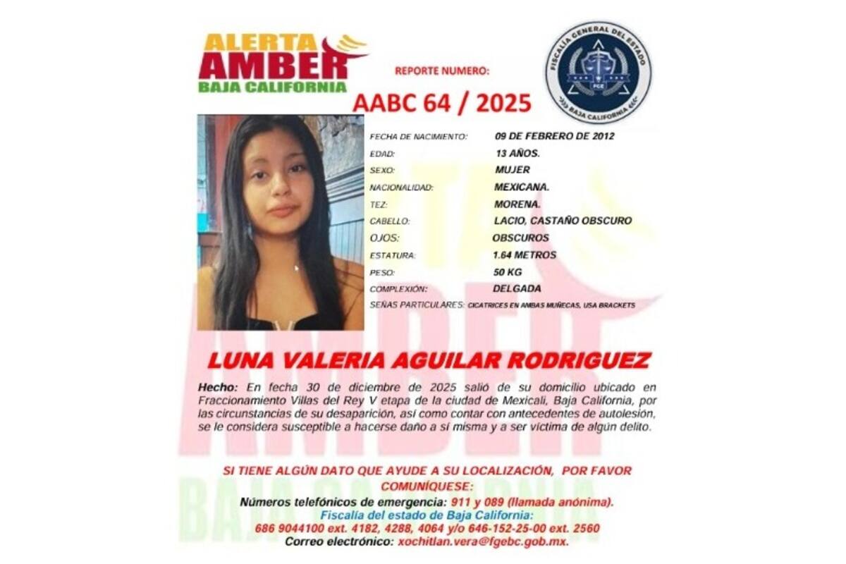 Activan Alerta Amber Luna Valeria Aguilar Rodríguez