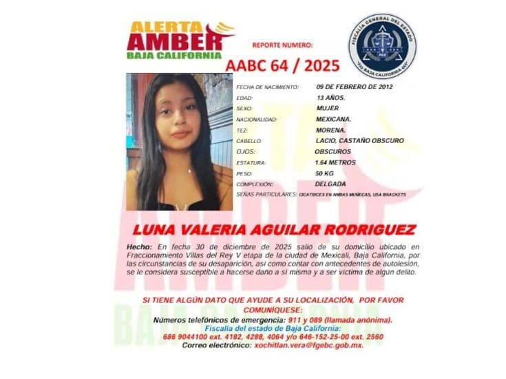 Activan Alerta Amber Luna Valeria Aguilar Rodríguez