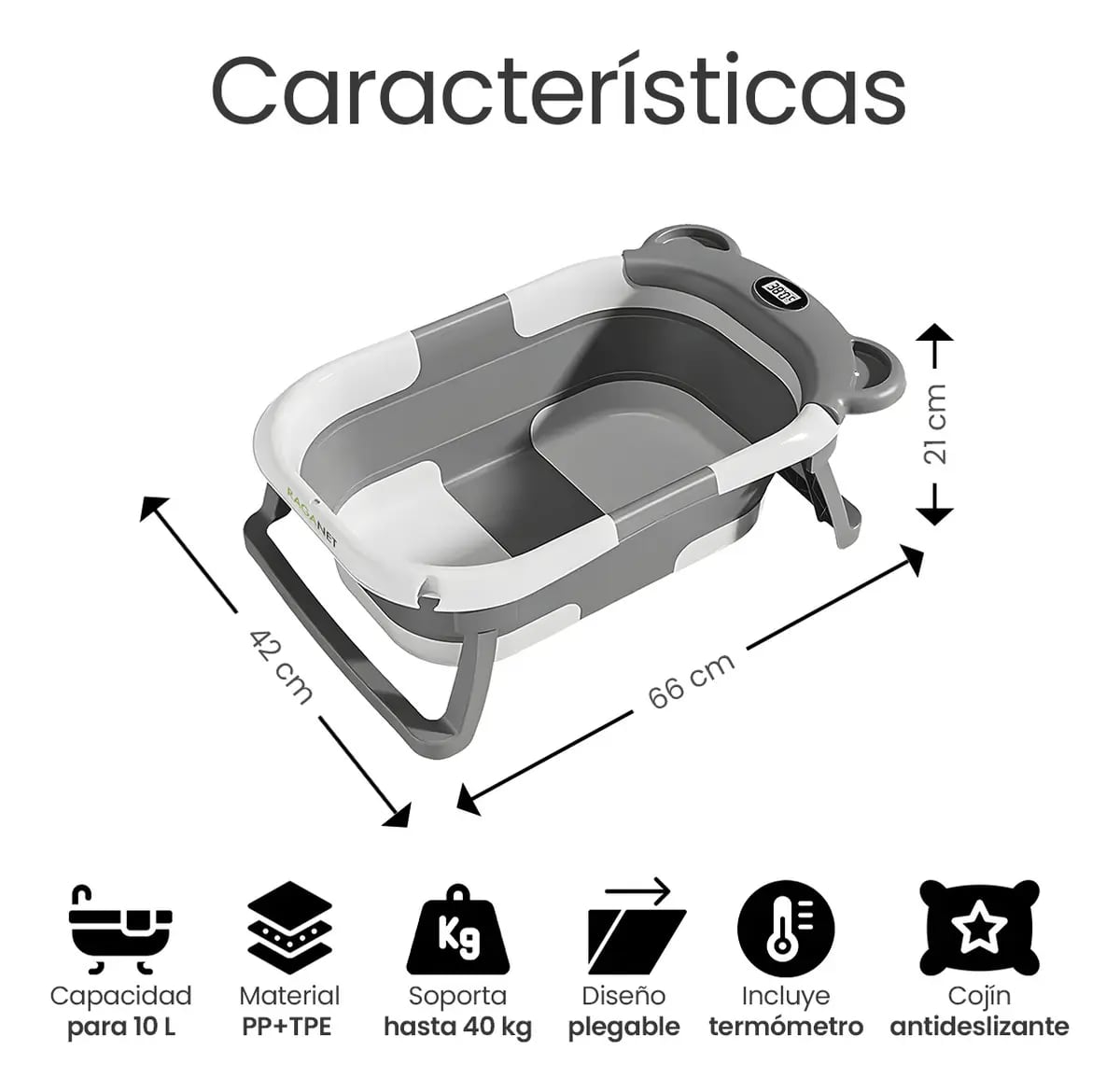 Bañera tina de baño para bebé plegable y portátil en color gris | Mercado Libre