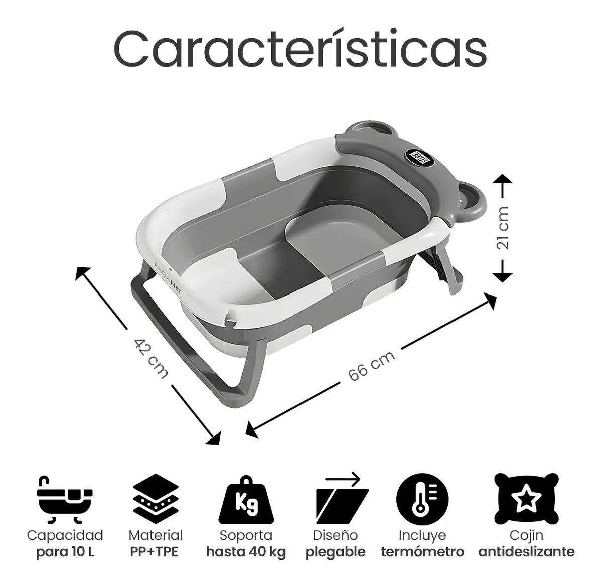 Bañera tina de baño para bebé plegable y portátil en color gris | Mercado Libre