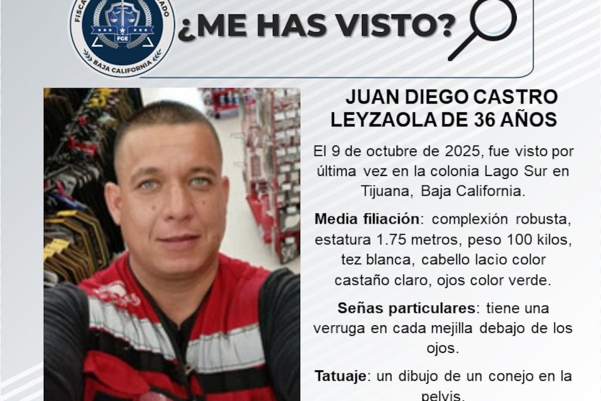 Se busca a Juan Diego Castro Leyzaola de 36 años