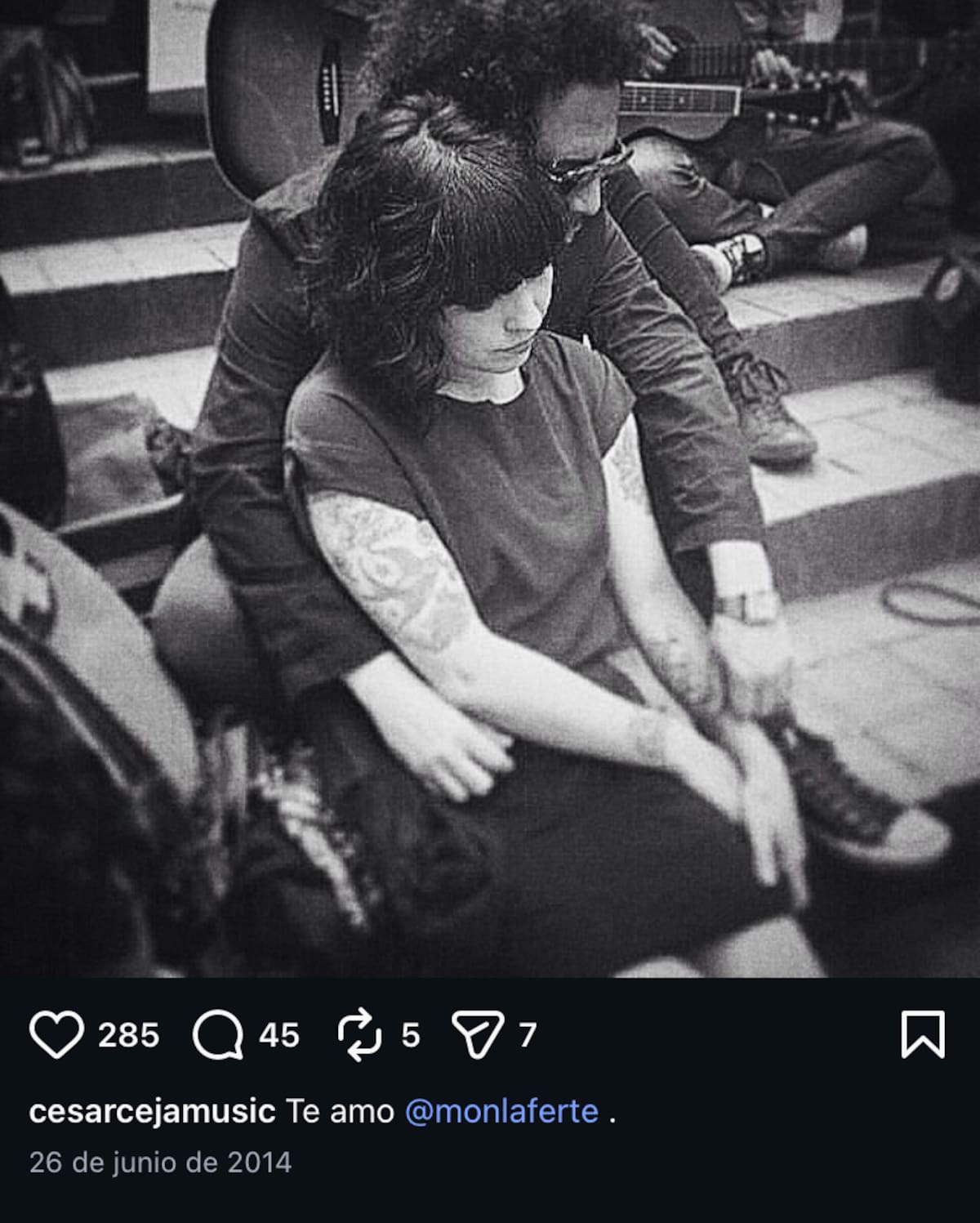 La última foto que el músico publicó de la cantante.