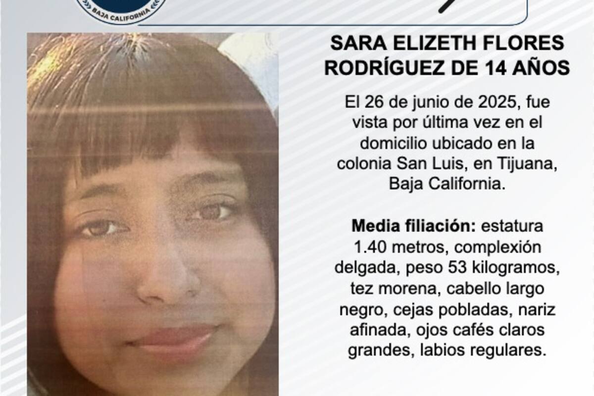 Se busca a Sara Elizeth Flores Rodríguez de 14 años