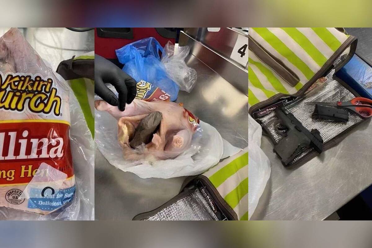 Mujer intentó subir a un vuelo con una pistola dentro de una gallina