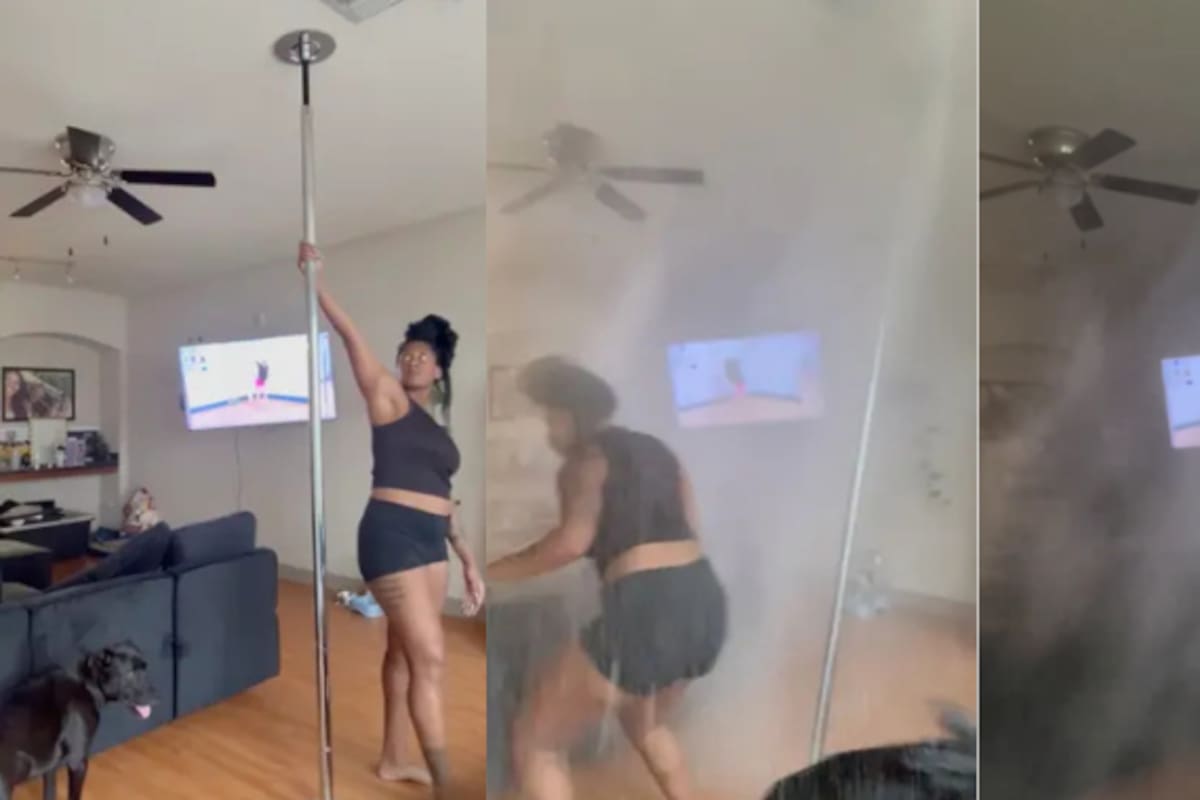Bailarina de pole dance provoca inundación en su departamento tras romper un rociador del techo