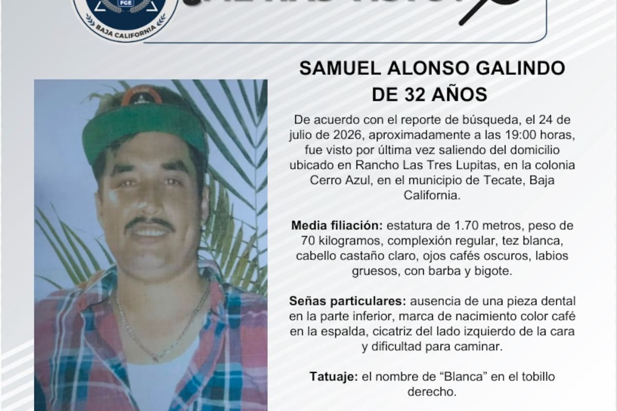 Se busca Samuel Alonso Galindo de 32 años de edad