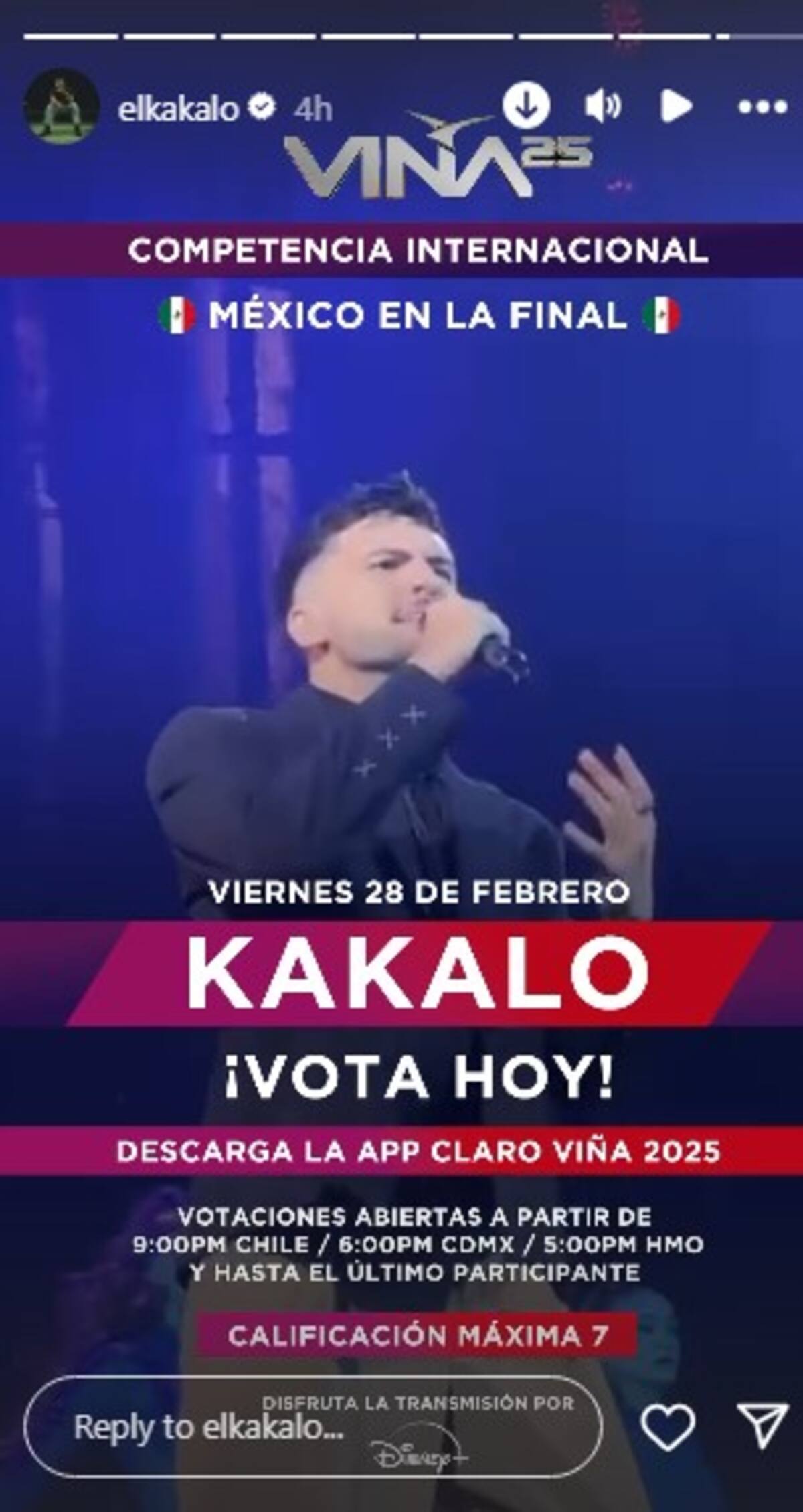 Kakalo llega a la final del Festival de Viña del Mar 2025 / Instagram @elkakalo