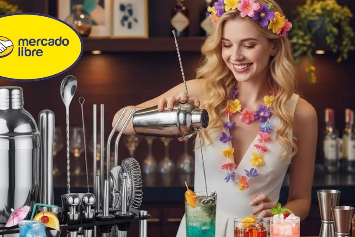 Kit de conctelería profesional con 41 piezas e historias de recetas en español cuenta con descuento del 45% en Mercado Libre