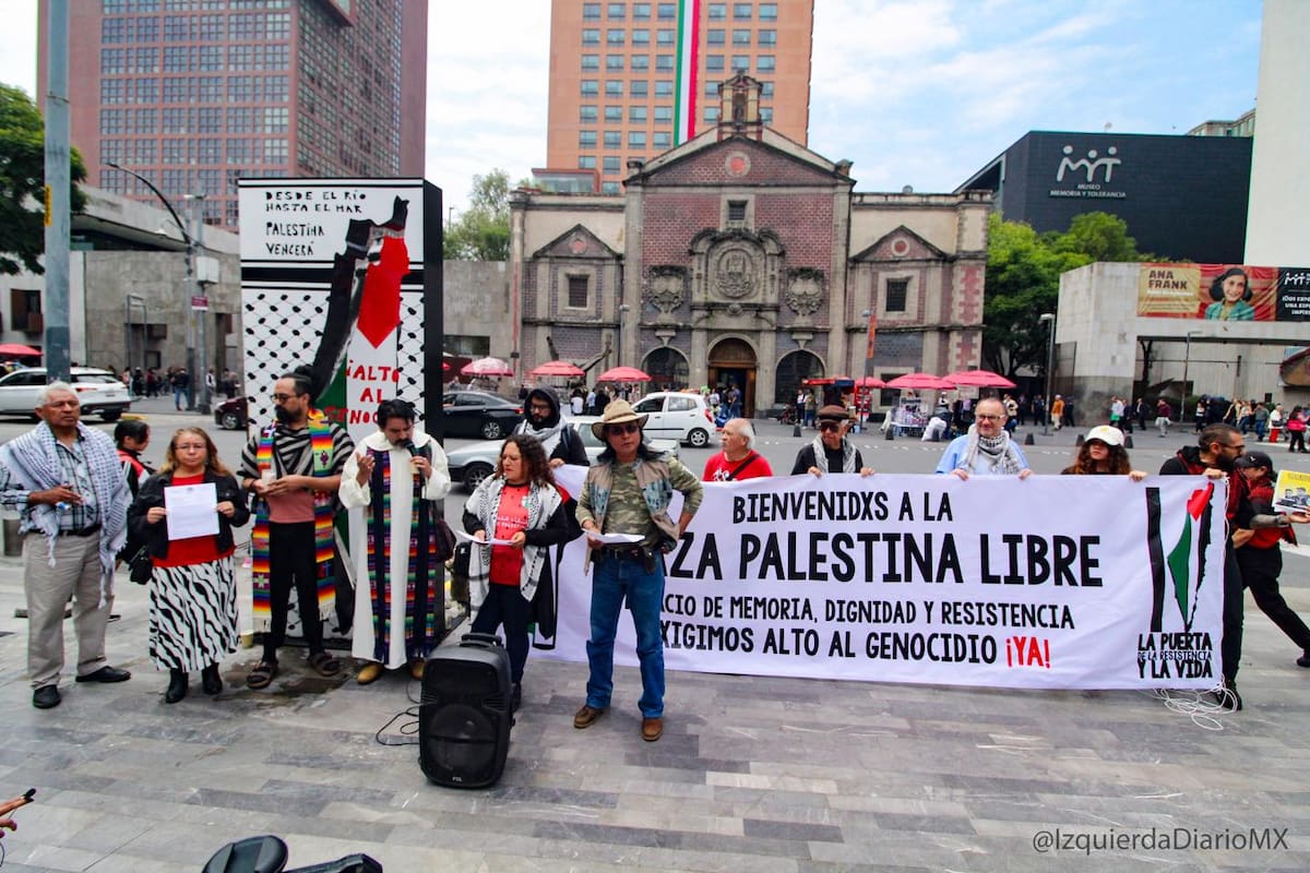 A casi dos meses de su instalación, el Antimonumento La Puerta de Resistencia y la Vida se consolida como símbolo de apoyo a Palestina frente a la SRE y punto de denuncia contra la guerra en Gaza