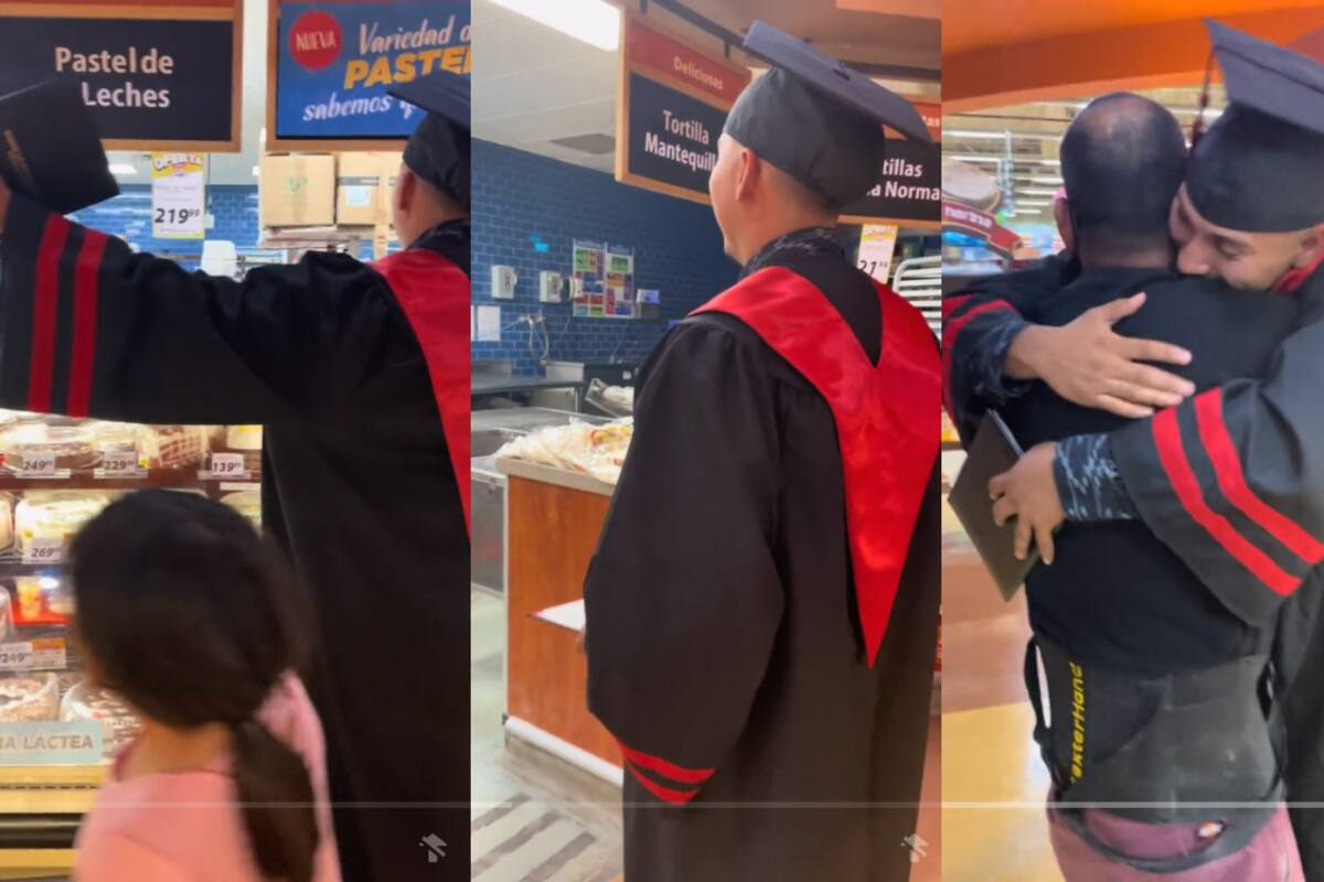 Joven recién graduado de la preparatoria visita a su padre al trabajo para poder festejar juntos | VIDEO