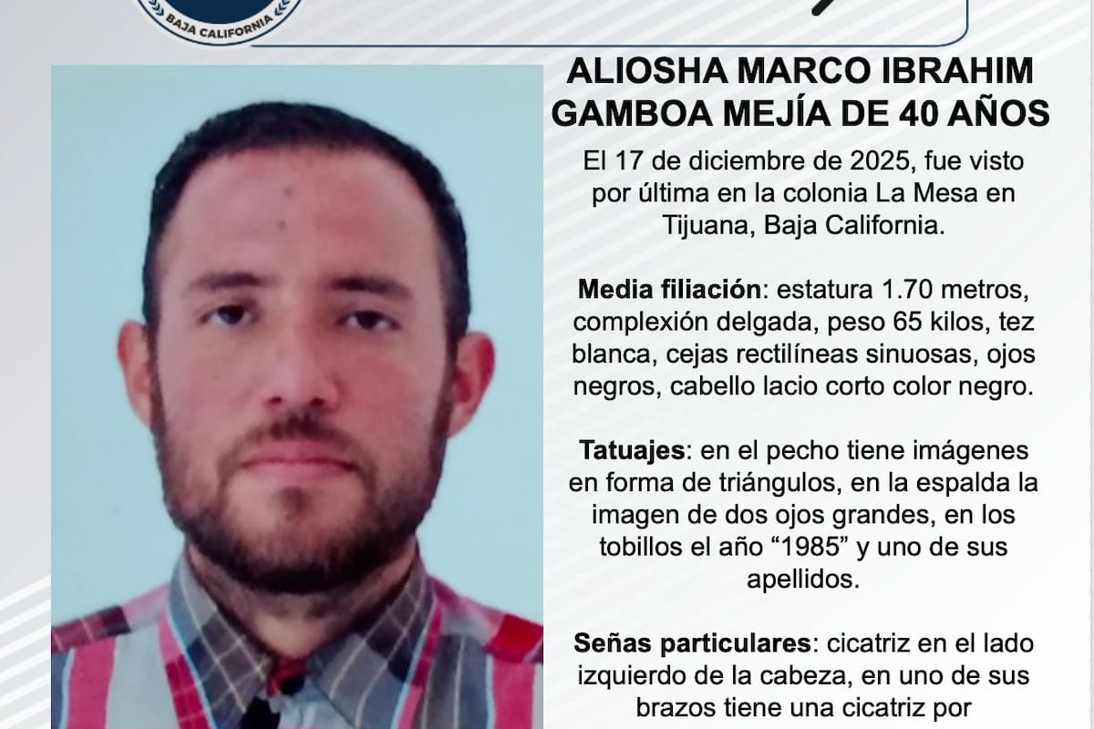 Se busca a Aliosha Marco Ibrahim Gamboa Mejía de 40 años
