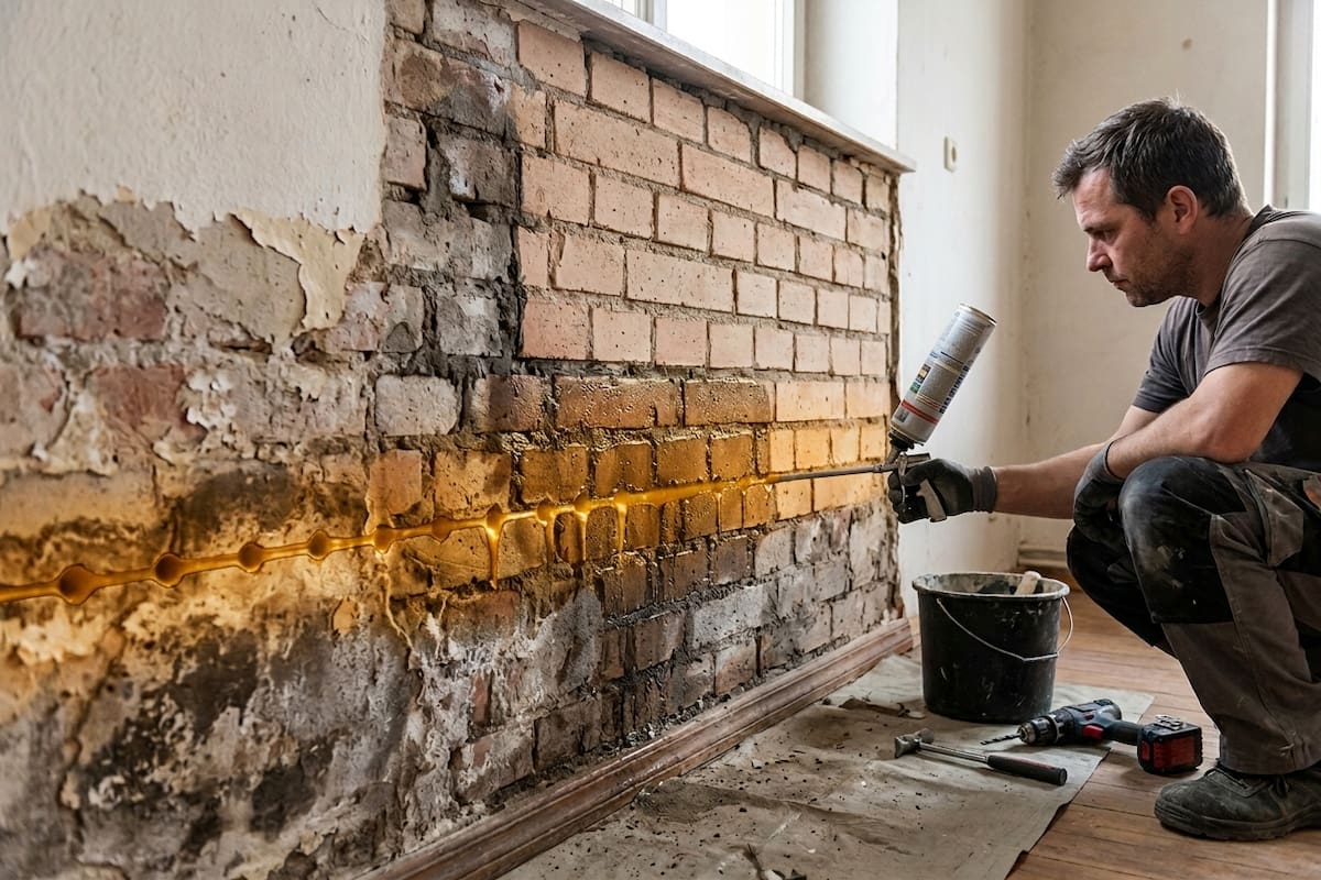 Esta técnica permite reparar una pared húmeda sin demoler todo el muro, al crear una barrera que detiene el paso del agua desde la base y ayuda a evitar que continúen los daños en la pintura y el revestimiento