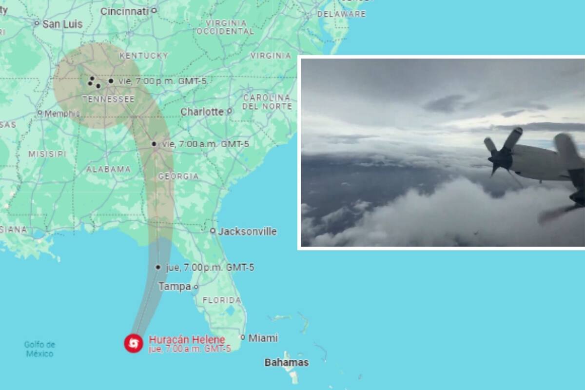 Así se mira el ojo del huracán Helene desde un avión cazahuracanes