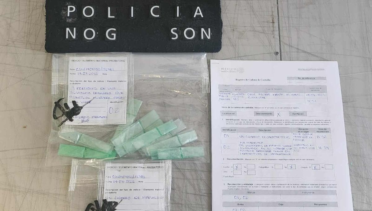 El arresto ocurrió el 14 de julio en la calle Juárez, donde agentes lo detuvieron por el olor a marihuana y luego descubrieron la droga.
