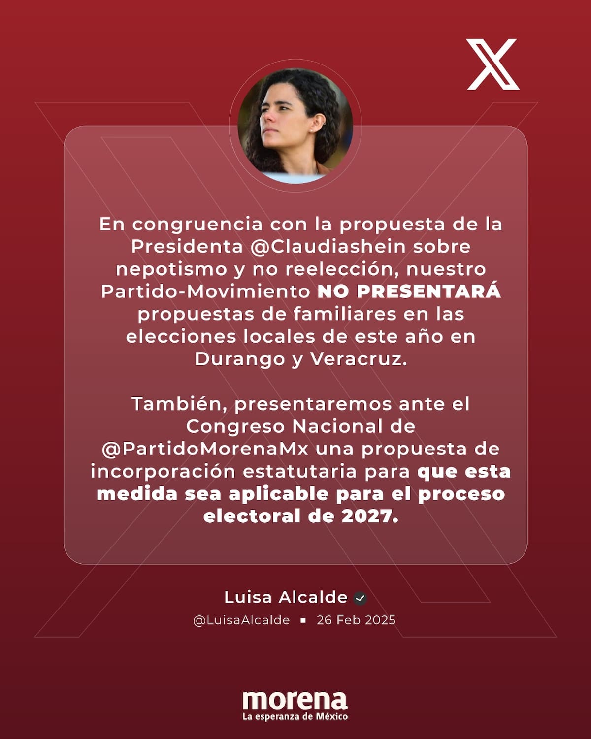 Comunicado de Morena contra nepotismo