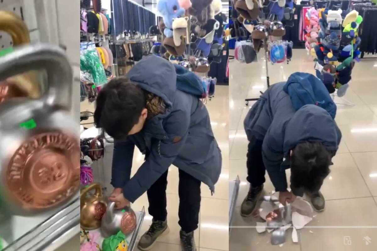 Jóvenes intentan grabar vídeo gracioso, pero terminan rompiendo pieza de cerámica en un supermercado | VIDEO