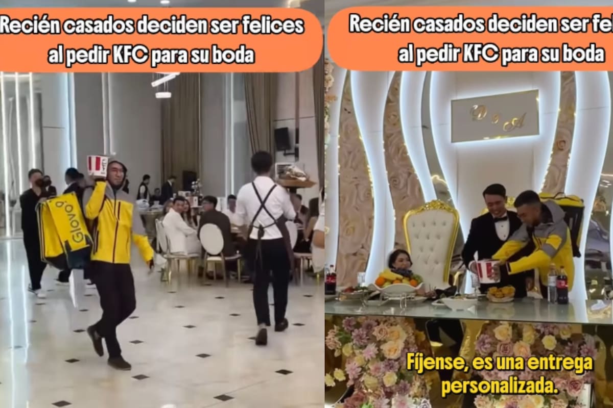“Fácil puedo ser yo en mi boda”: Novios se vuelven virales por servir KFC como platillo principal en su celebración
