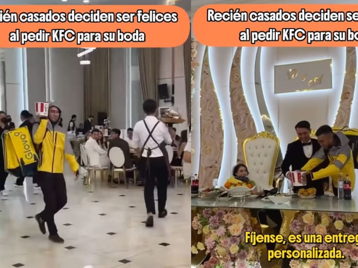 “Fácil puedo ser yo en mi boda”: Novios se vuelven virales por servir KFC como platillo principal en su celebración