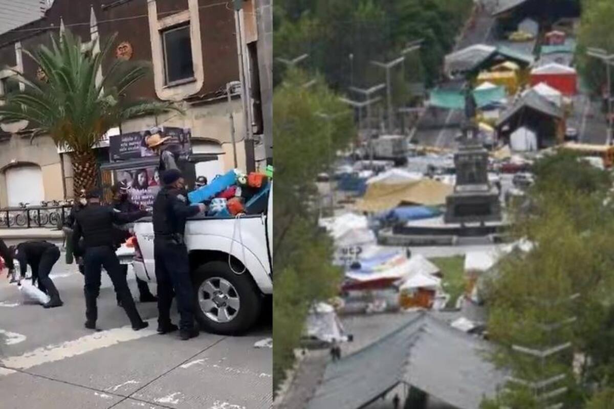 Policías se llevan casas de campaña de manifestantes contra AMLO en Reforma