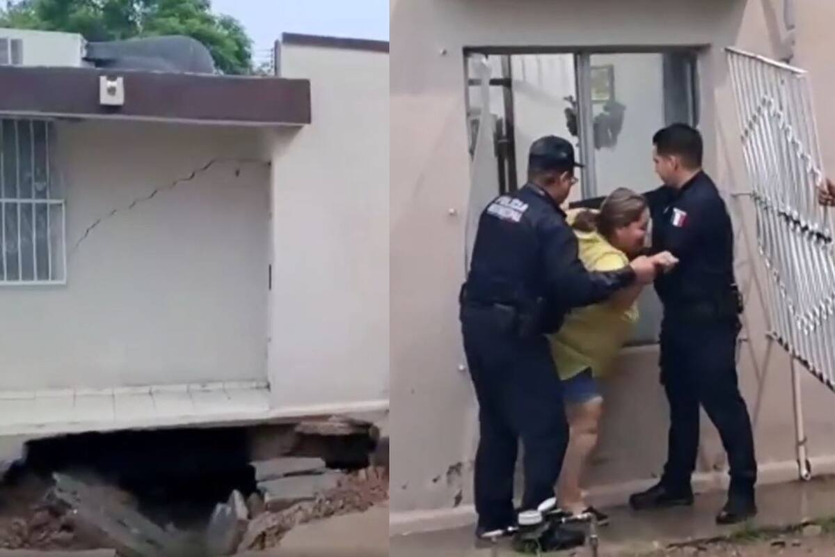 Se forma socavón y deja atrapada a una familia