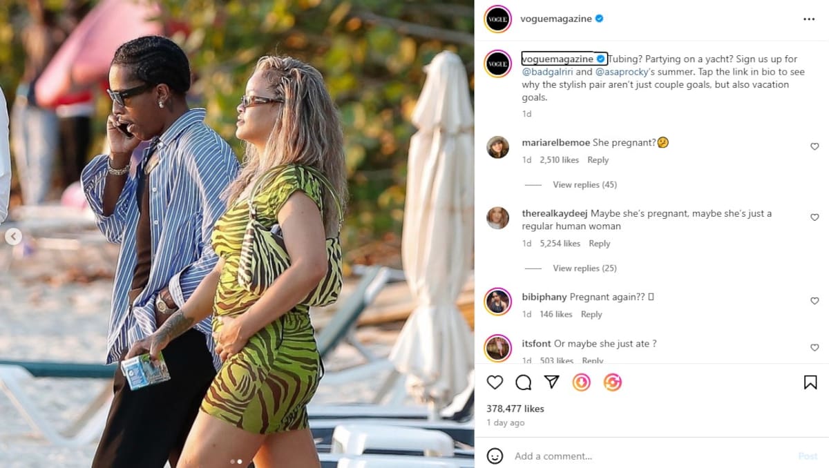 Rihanna levanta sospechas de embarazo.