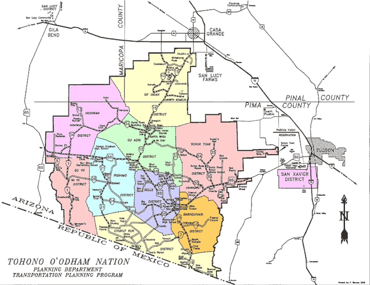 Las tierras de la Nación se encuentran en el desierto de Sonora, en la región centro-sur de Arizona. FUENTE: https://www.tonation-nsn.gov/about-tohono-oodham-nation/