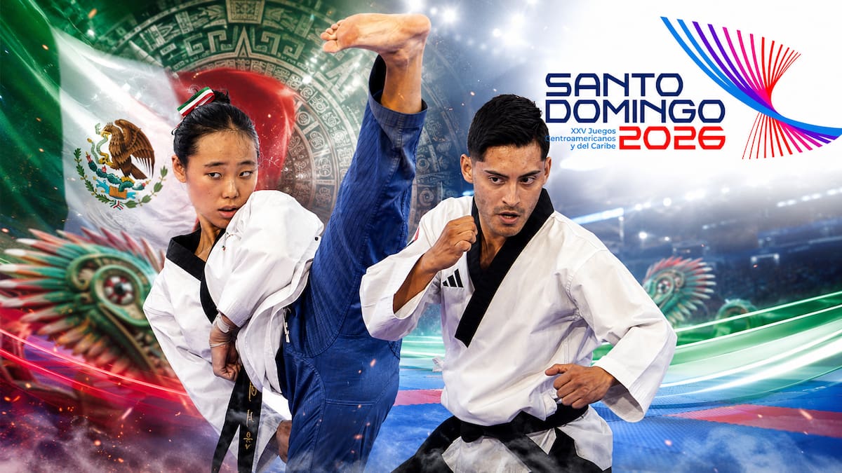 William Arroyo y Cecilia Lee conquistaron una nueva medalla de oro para México en los Juegos Centroamericanos y del Caribe Santo Domingo 2026, al terminar en la primera posición de la prueba de poomsae estilo libre mixto de taekwondo. (Foto: Especial GH)