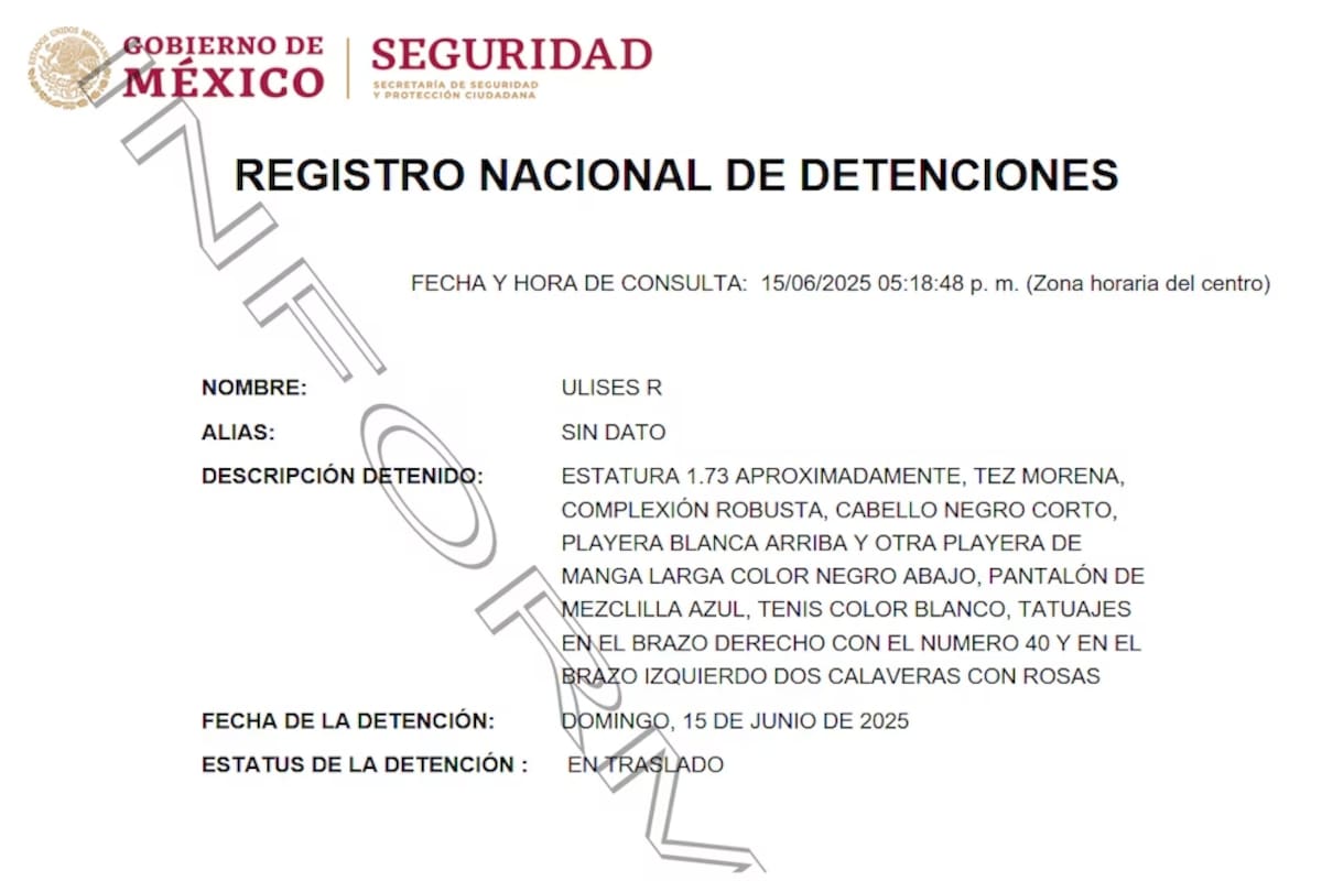 Ulises Raga Ortiz, sospechoso del homicidio de los integrantes de Grupo Fugitivo ya fue detenido | FOTO: RND