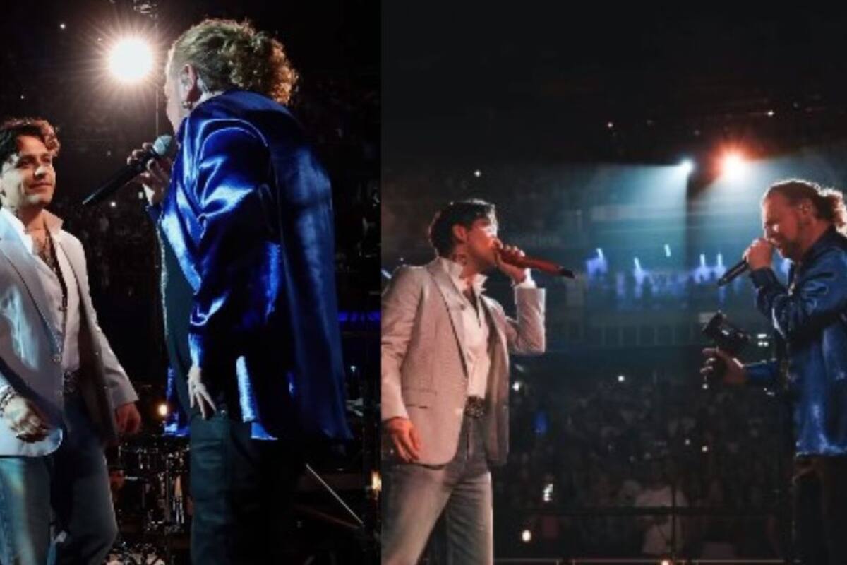 Christian Nodal hace aparición sorpresa en el concierto de Maná en Madrid