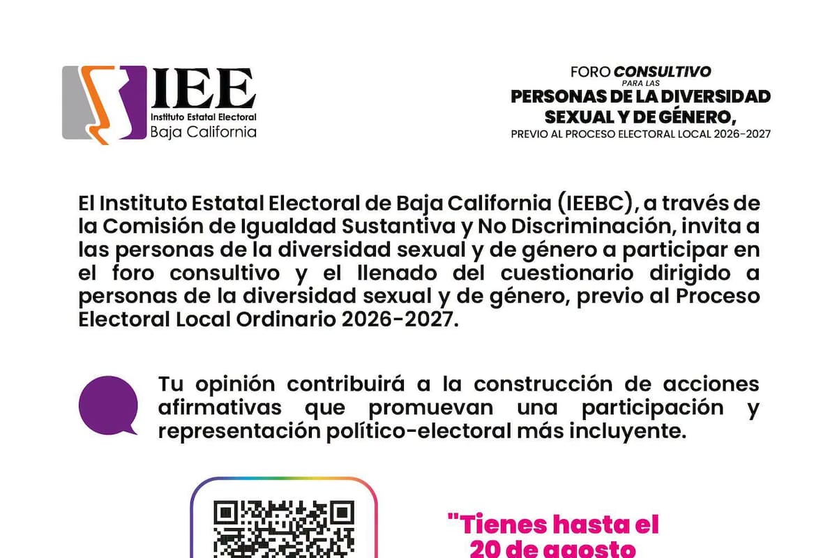IEEBC pide propuestas de la comunidad LGBT+ rumbo a las elecciones de 2027