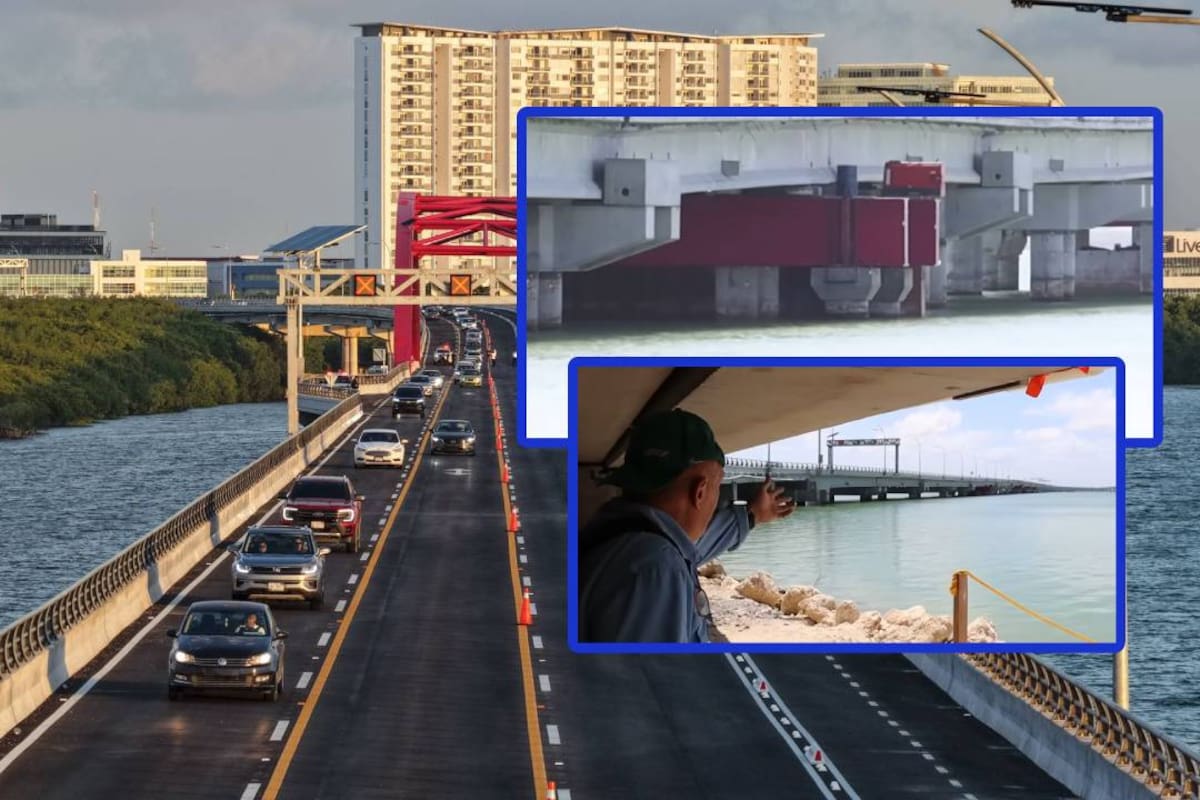 A una semana de la inauguración del Puente Nichupté que ya está en operación en Cancún, ingeniero denunció en VIDEO que apuntalaron la estructura de forma provisional por “hundimiento”