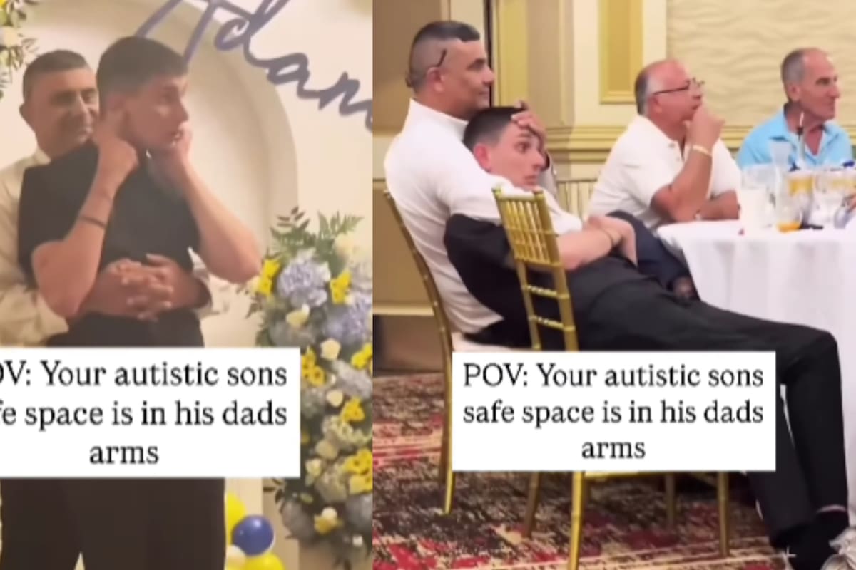 Madre graba cómo el refugio de su hijo autista son los brazos de su padre y enternece las redes