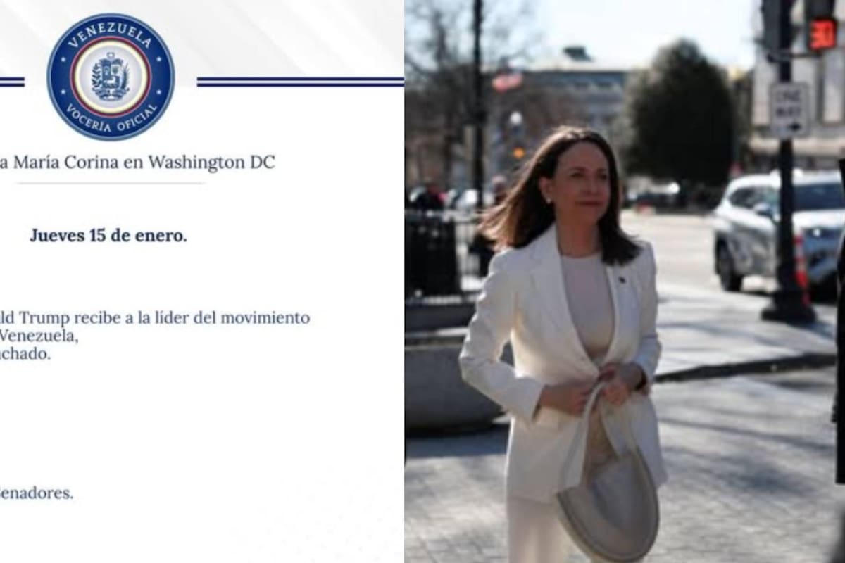María Corina Machado llega a reunión con Trump, vestida de blanco