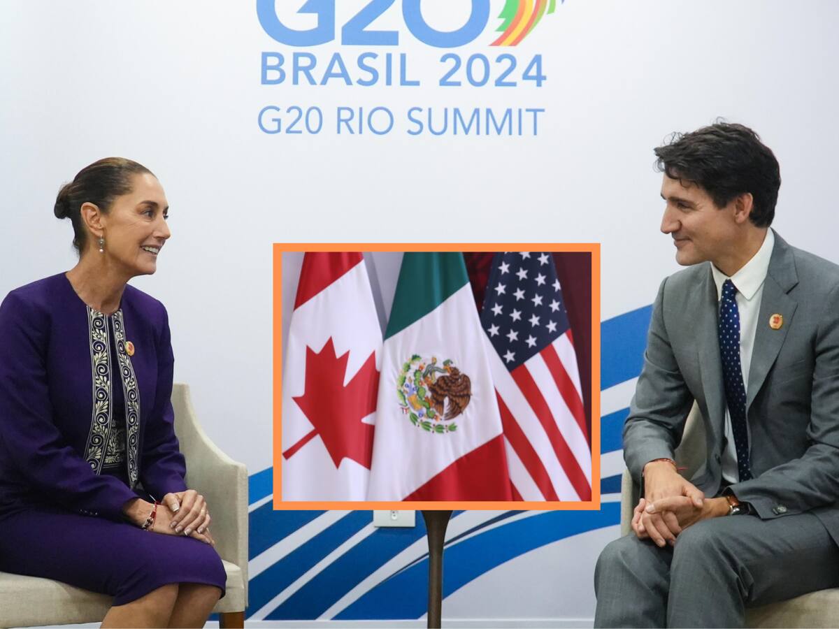 La presidenta Claudia Sheinbaum y el primer ministro de Canadá, Justin Trudeau se reunieron durante la Cumbre del G20 para analizar dudas y preocupaciones sobre el T-MEC. | Crédito: X @Claudiashein/Banco digital GH