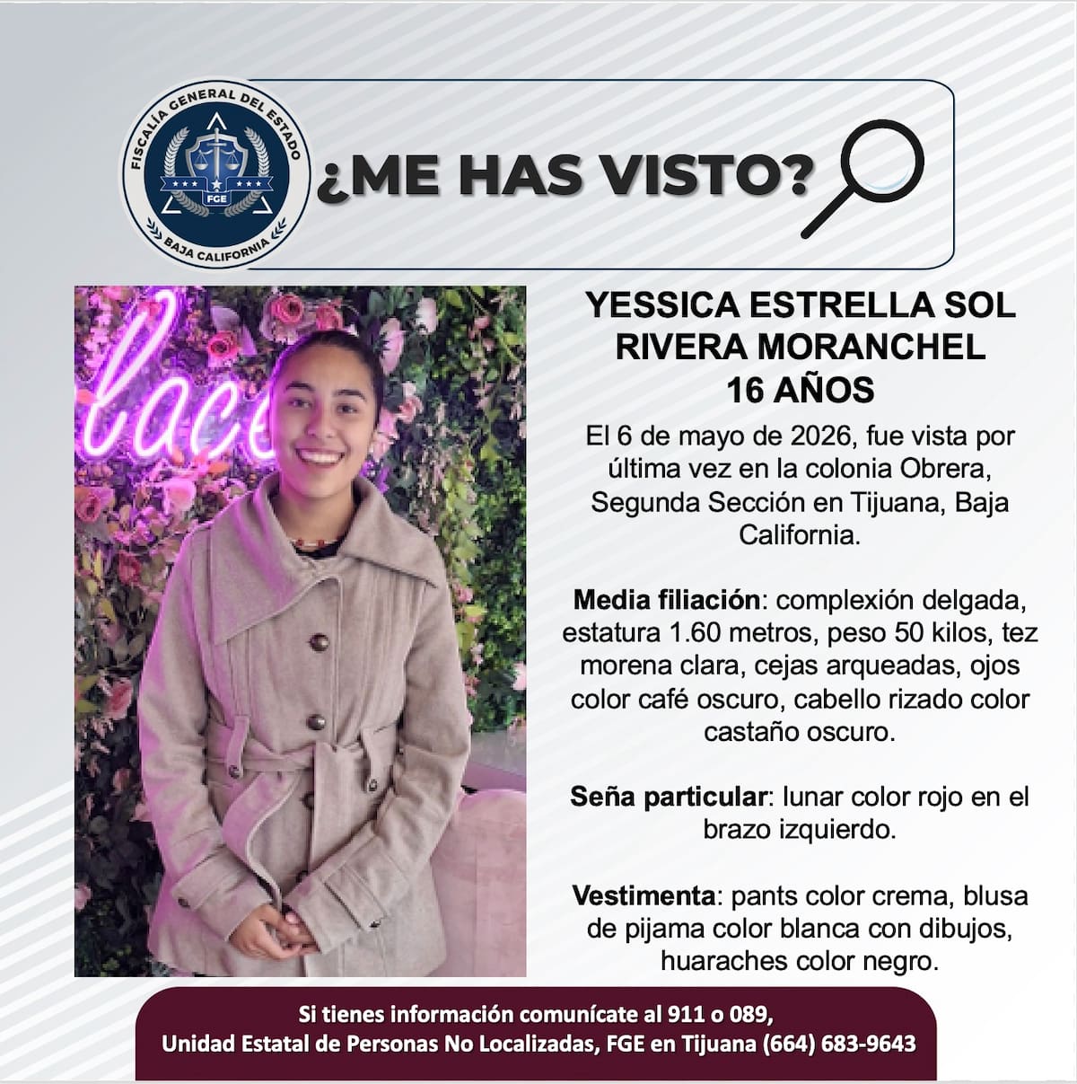 Fue vista por última vez el 6 de mayo.