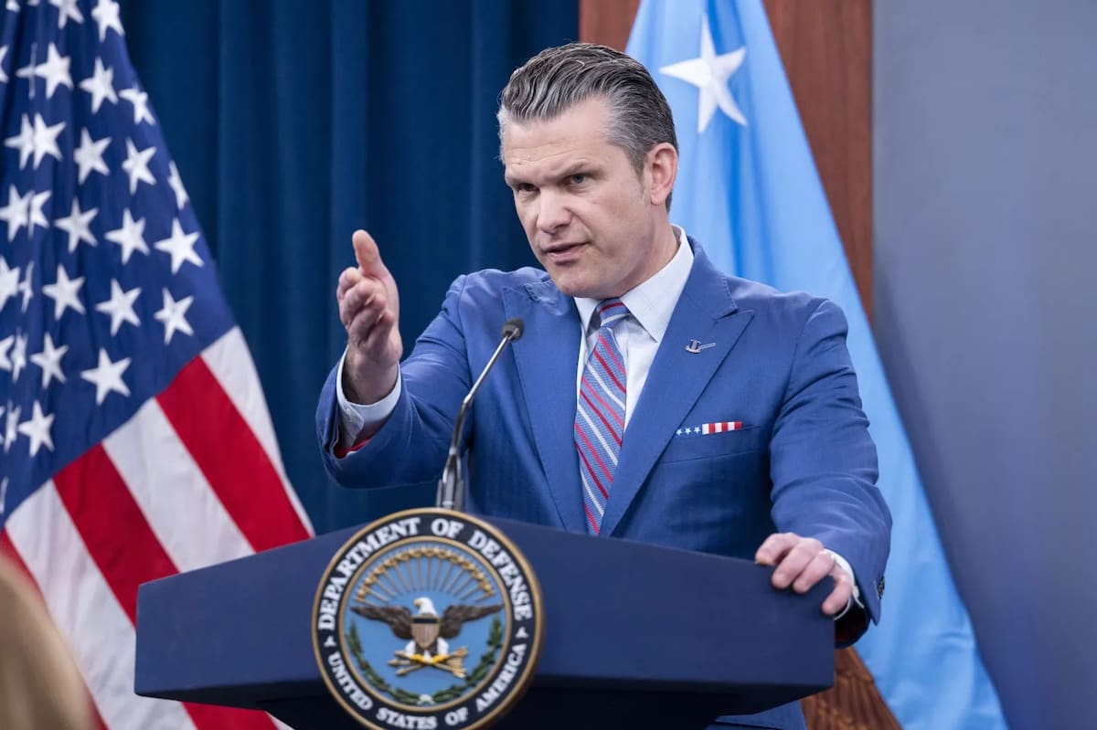 El secretario de Defensa, Pete Hegseth, habla durante una conferencia de prensa en el Pentágono, el jueves 26 de junio de 2025 en Washington. | Crédito: AP/Kevin Wolf