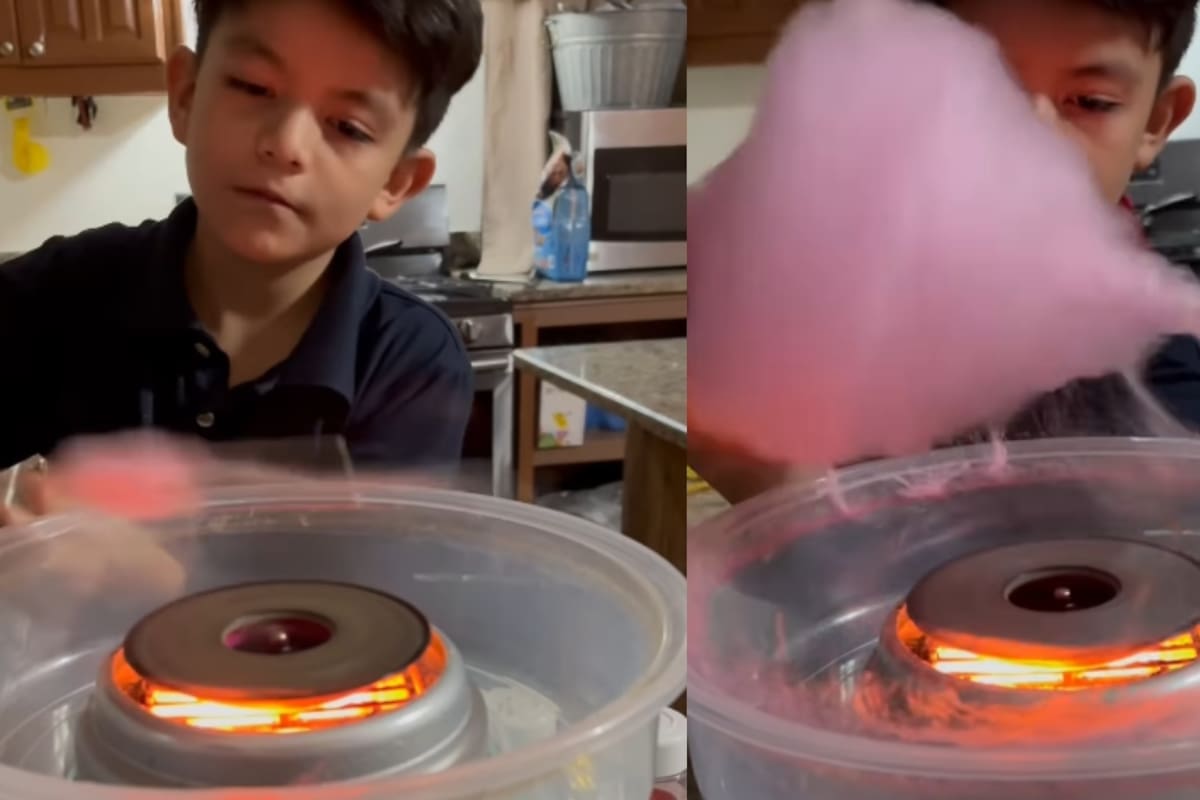 “No le regalé un juguete, le regalé su primer emprendimiento”: niño pide una máquina de algodón de azúcar y ahora vende en la calle