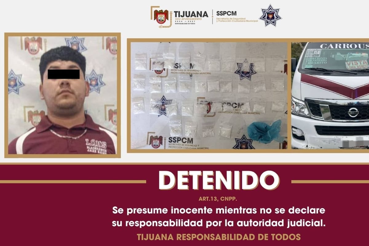 Detienen a conductor de taxi en Tijuana por presunta posesión de droga