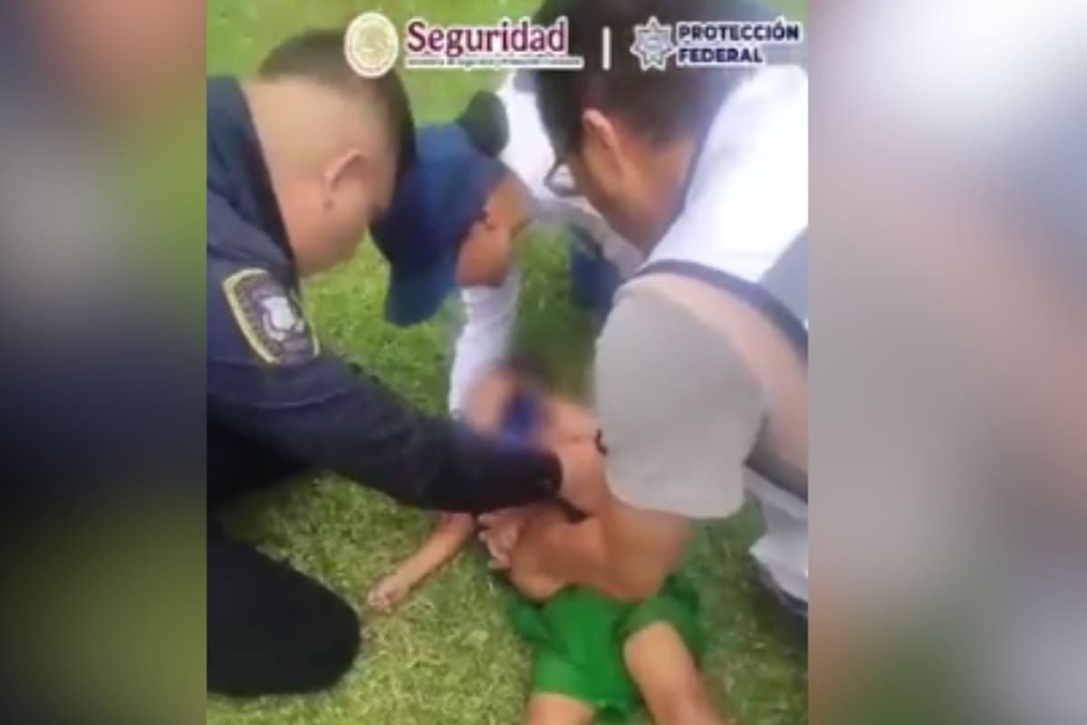 Instructor del Servicio de Protección Federal rescata a niño de 3 años tras caer a un lago en Teotihuacán y le aplica RCP para salvarle la vida