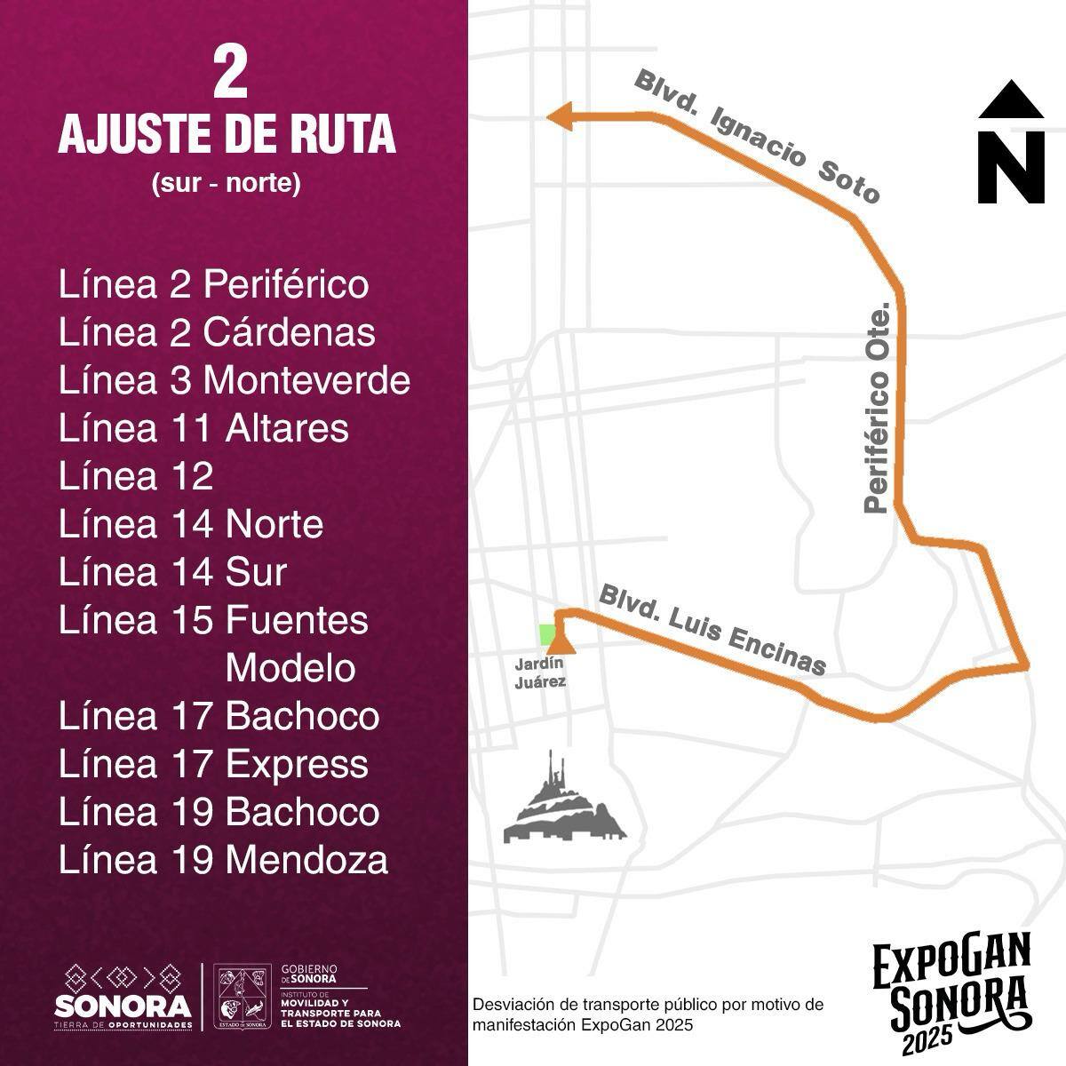 ExpoGan Sonora 2025: cierres viales y ajustes en rutas de camiones en Hermosillo / Espécial