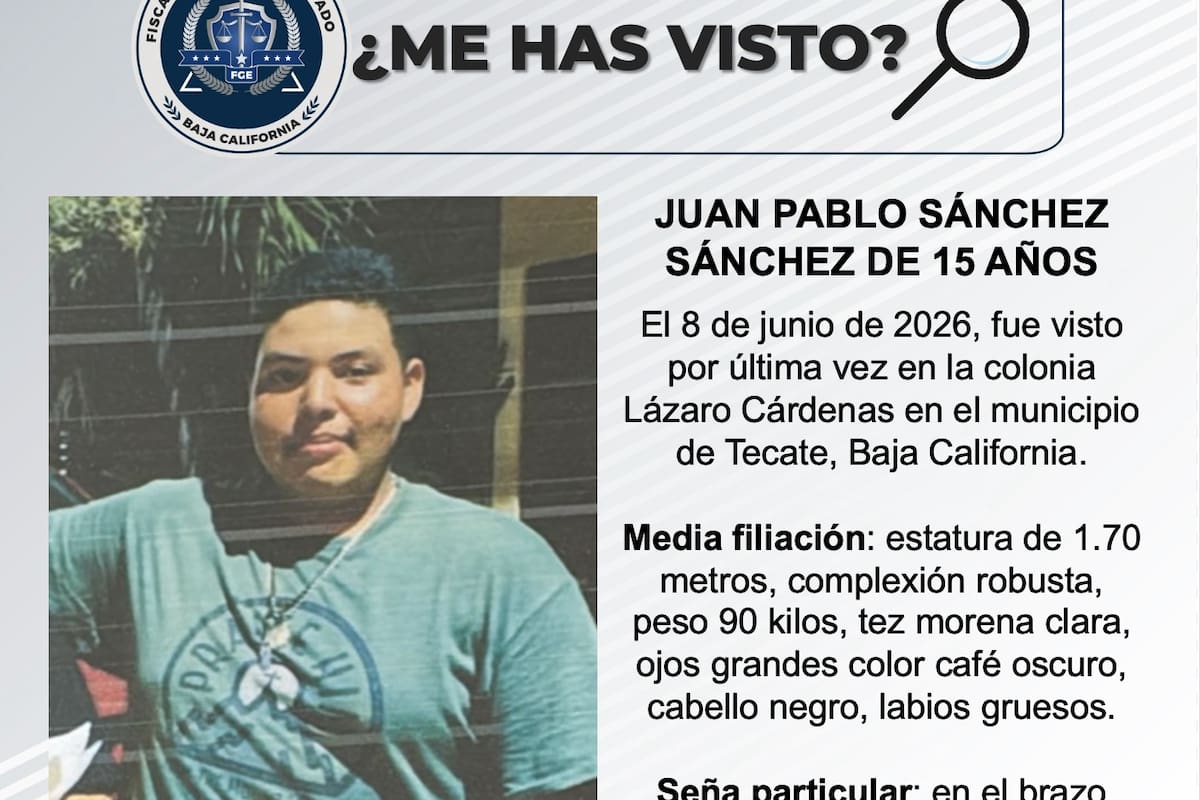 Se busca Juan Pablo Sánchez Sánchez de 15 años de edad