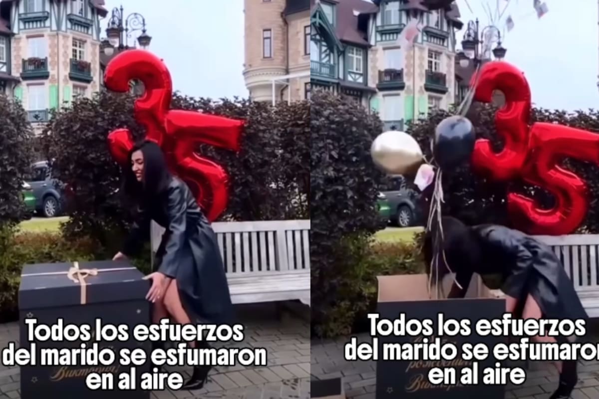 Intentó sorprender a su esposa con dinero amarrado a globos, pero todo salió mal